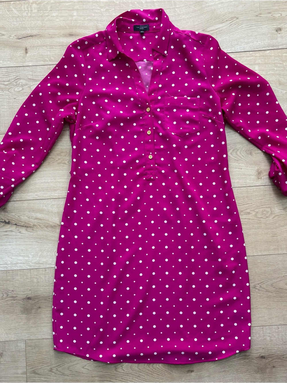 Pink Polka Dot Dress The Limited Ashton Dress Fuchsia Shirt Dress Long Sleeve
